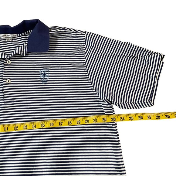Peter Millar Polo Shirt Men's Size Large Blue White Country Club of Detroit Logo - Picture 3 of 5